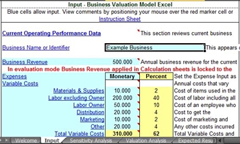 Unduh Business Valuation Model Excel (gratis) / Download Business Valuation Model Excel